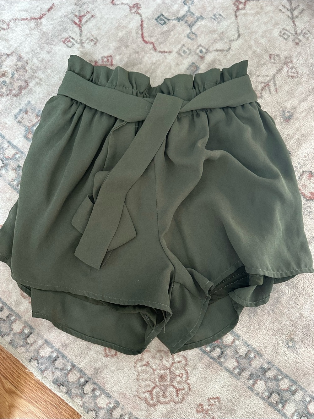 High-Waist Olive Green Shorts
